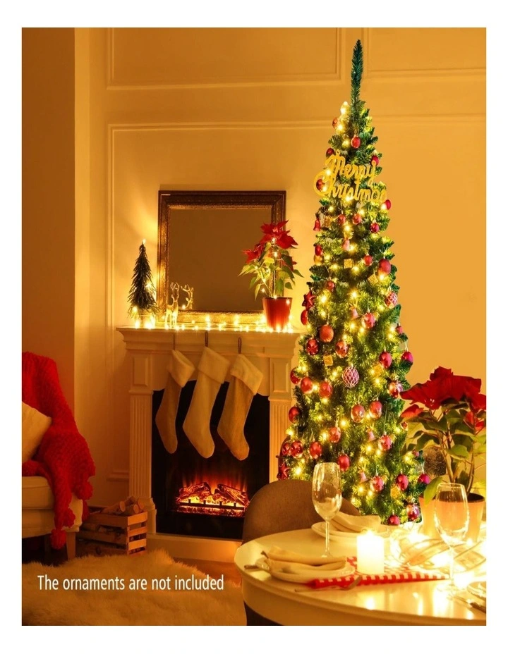 198cm Pencil Artificial Christmas Tree with 708 PVC Tips & Decorations image 2