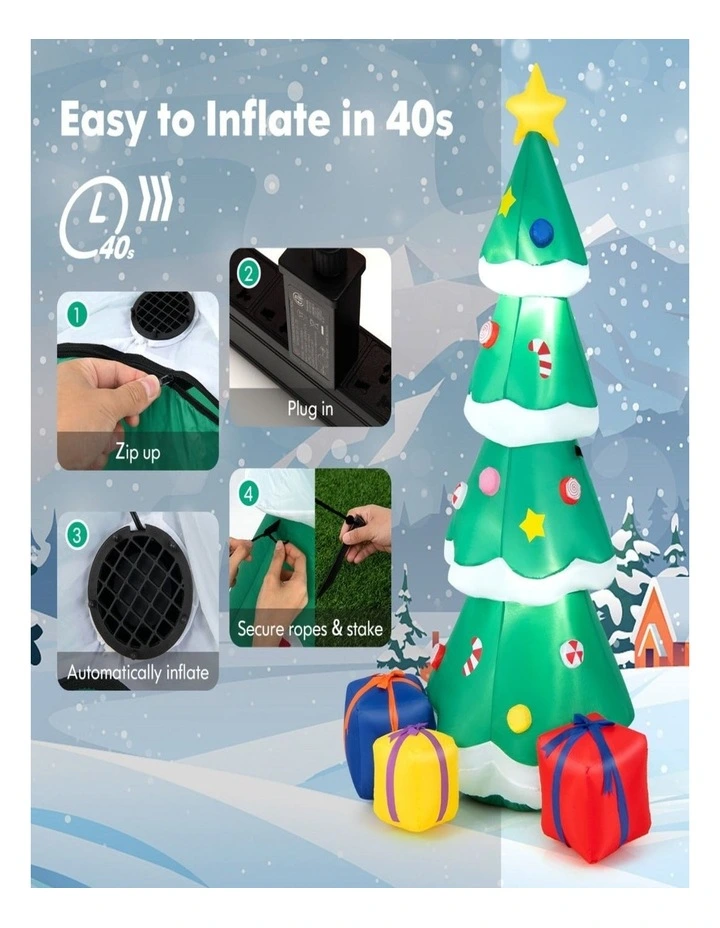 180cm Inflatable Christmas Tree with LED Light & Gift Boxes  Xmas Decor image 4