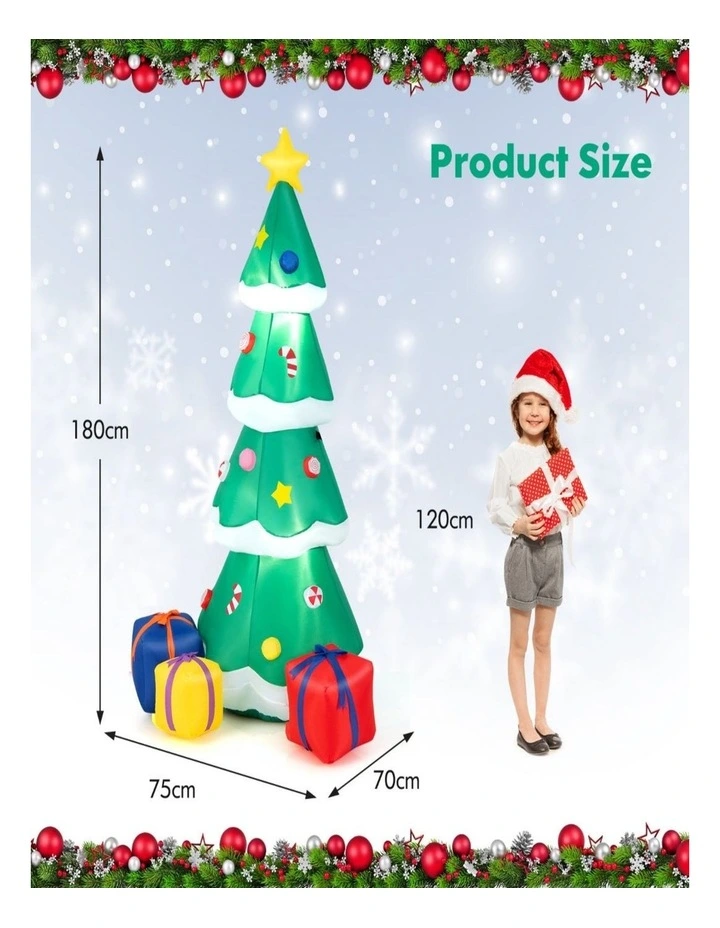 180cm Inflatable Christmas Tree with LED Light & Gift Boxes  Xmas Decor image 6