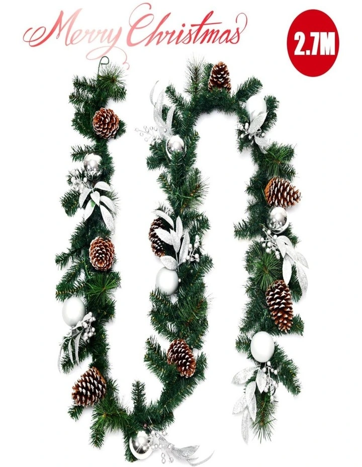 2.7m Christmas Garland with Pinecones & 50 LED Lights  Festive Decor image 2