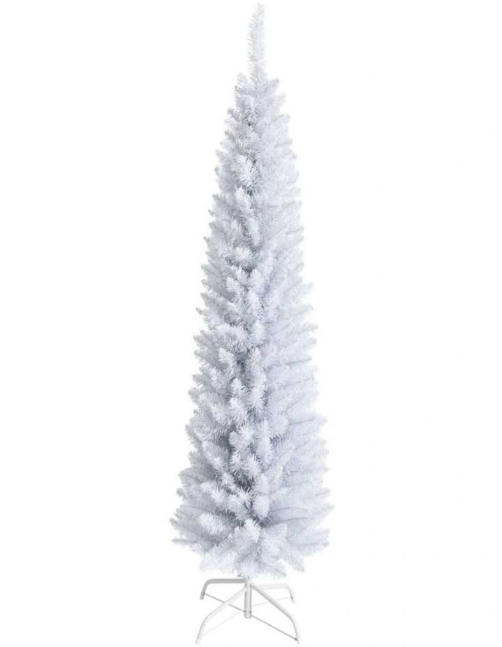 1.5m White Slim Pencil Artificial Christmas Tree Xmas Decoration image 1