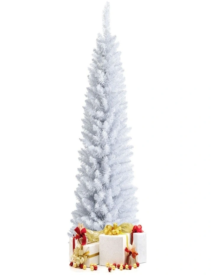 1.5m White Slim Pencil Artificial Christmas Tree Xmas Decoration image 2