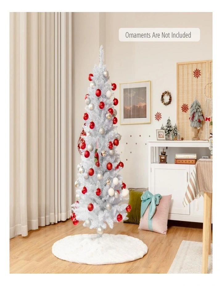 1.5m White Slim Pencil Artificial Christmas Tree Xmas Decoration image 5