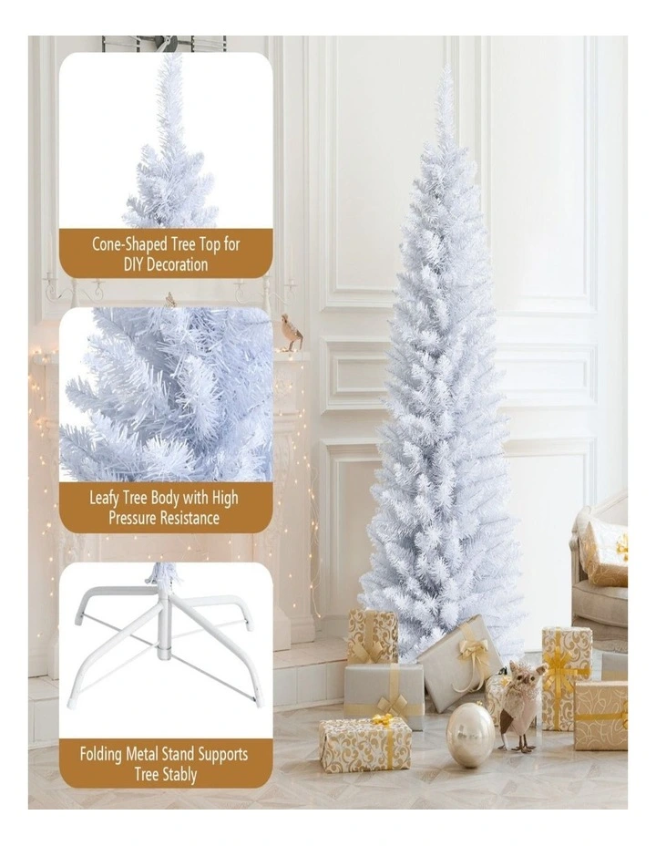 1.5m White Slim Pencil Artificial Christmas Tree Xmas Decoration image 6