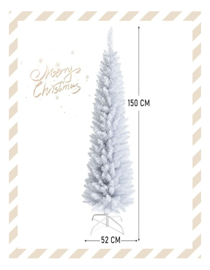 1.5m White Slim Pencil Artificial Christmas Tree Xmas Decoration image 7