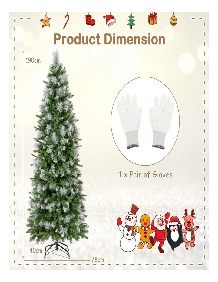 190cm Snow Flocked Pine Needle Artificial Christmas Tree image 4