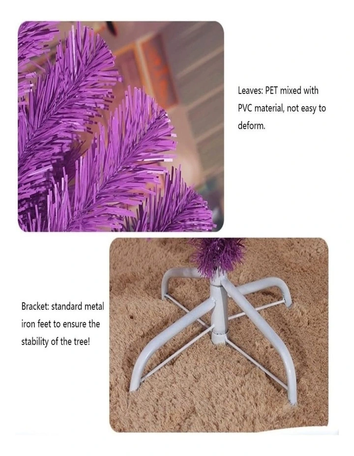 7ft Purple & Red Artificial Christmas Tree 210cm Xmas Decoration image 2