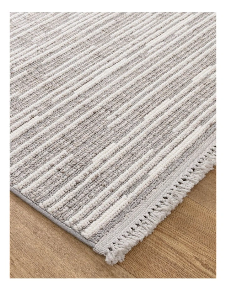 Berno Silver Ivory Loop Lines Rug - B006 image 2