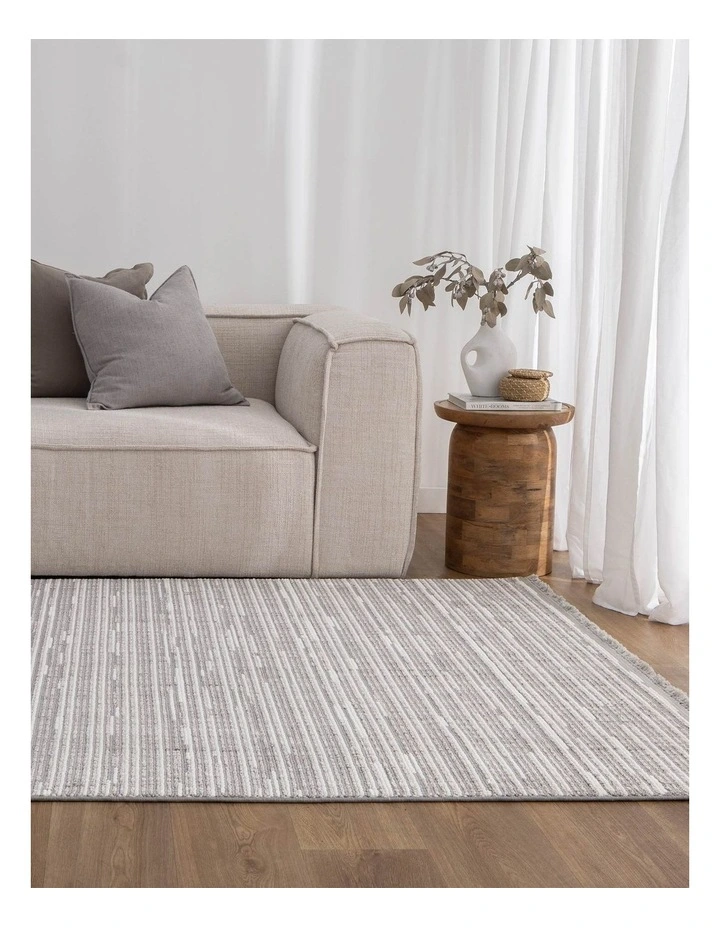 Berno Silver Ivory Loop Lines Rug - B006 image 4