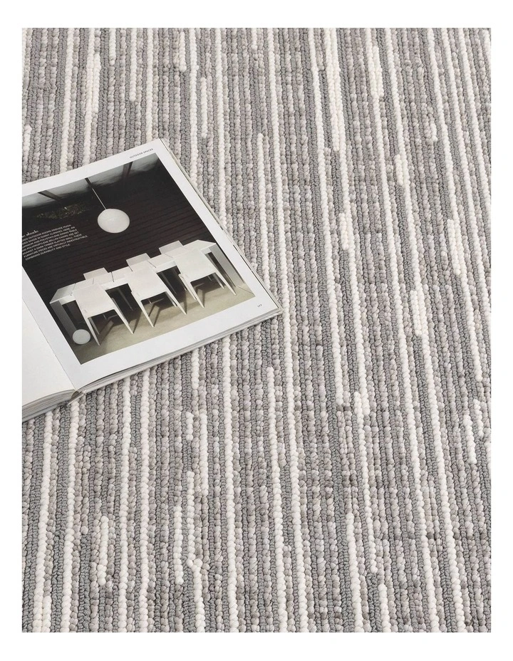Berno Silver Ivory Loop Lines Rug - B006 image 5
