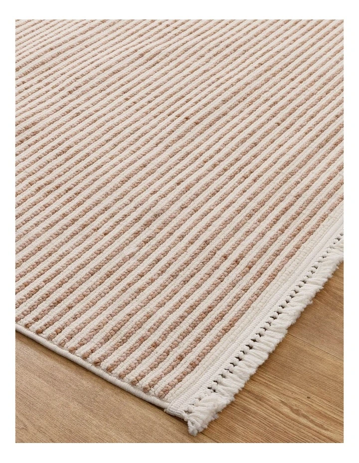 Berno Pink Ivory Loop Stripes Rug - B002 image 2