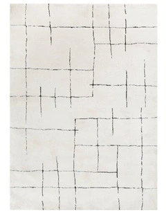 Mila Abstract Lines Black Cream Rug - MIL9