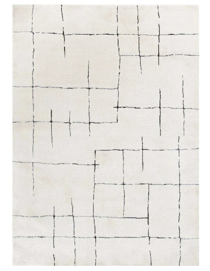 Mila Abstract Lines Black Cream Rug - MIL9 image 1