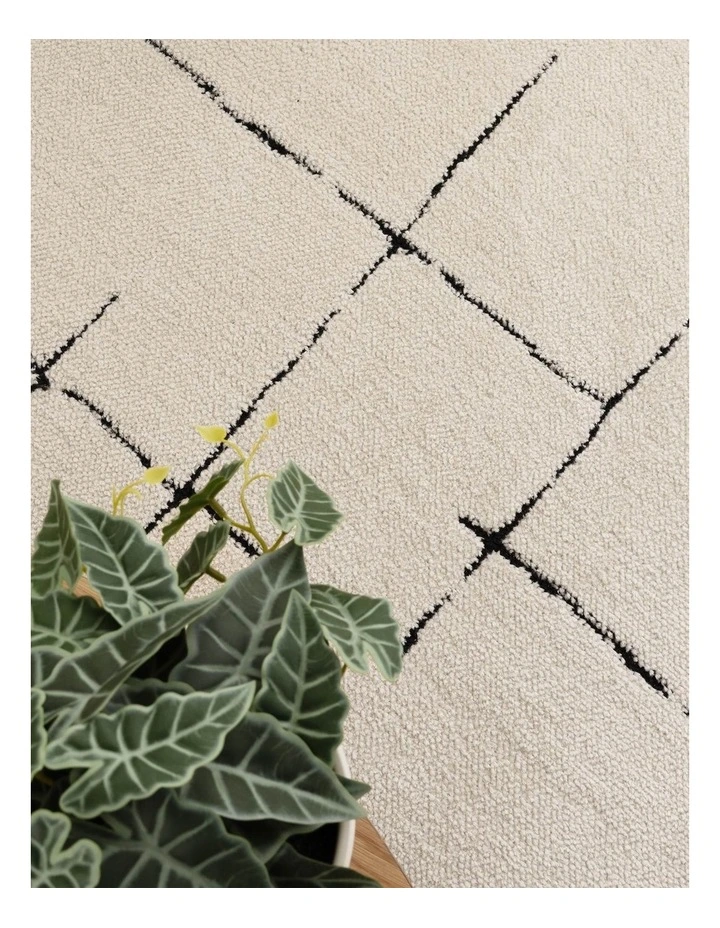 Mila Abstract Lines Black Cream Rug - MIL9 image 5
