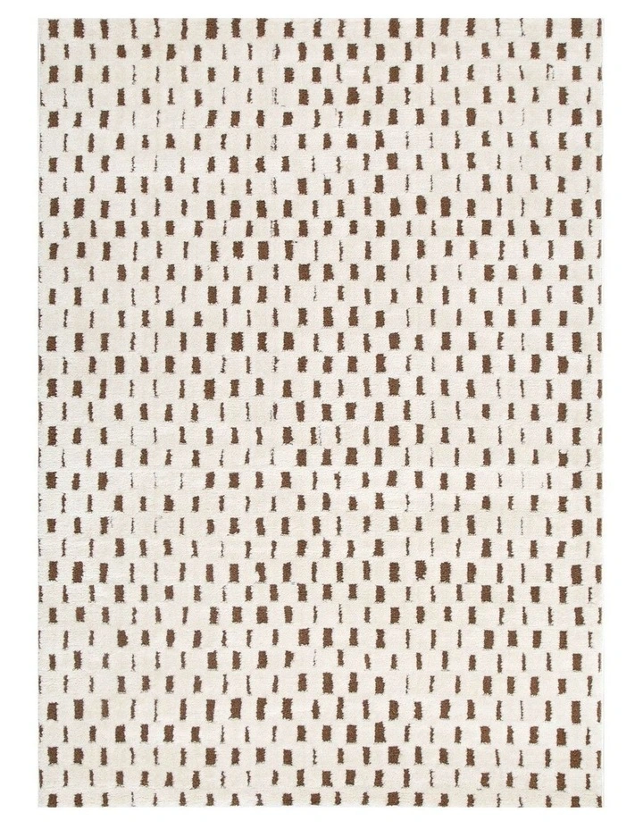 Mila Monochrome Squares Brown and Cream Rug - MIL3 image 1