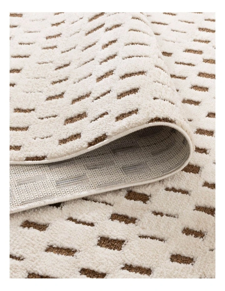 Mila Monochrome Squares Brown and Cream Rug - MIL3 image 3