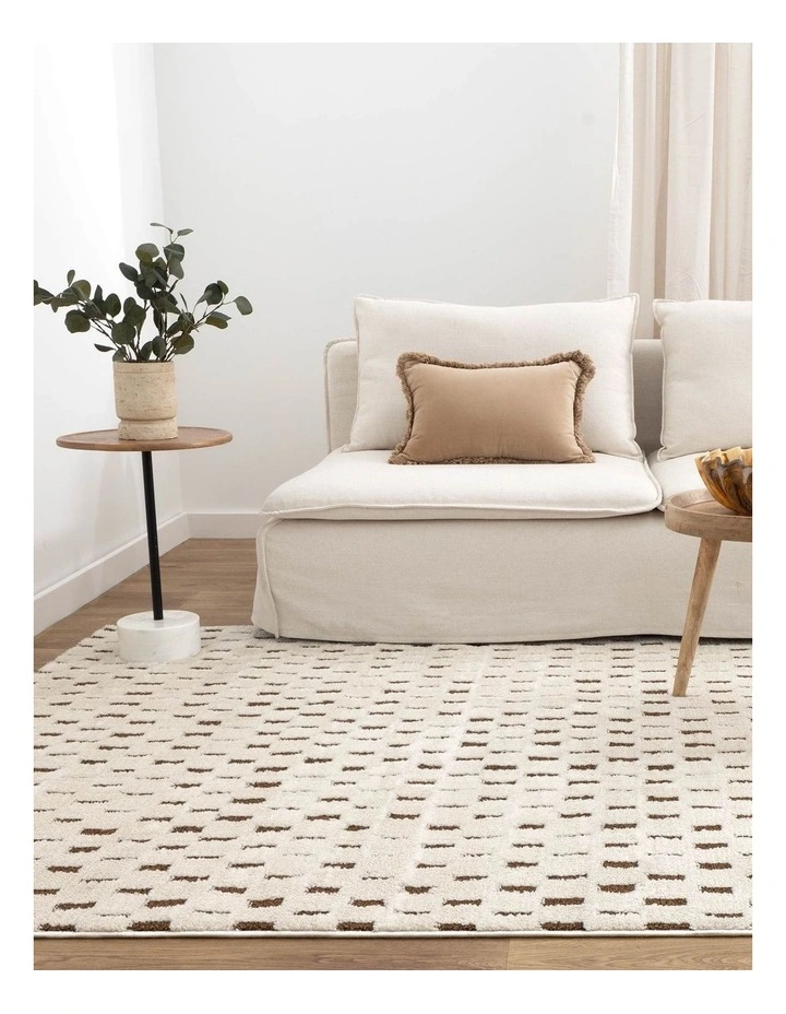 Mila Monochrome Squares Brown and Cream Rug - MIL3 image 4
