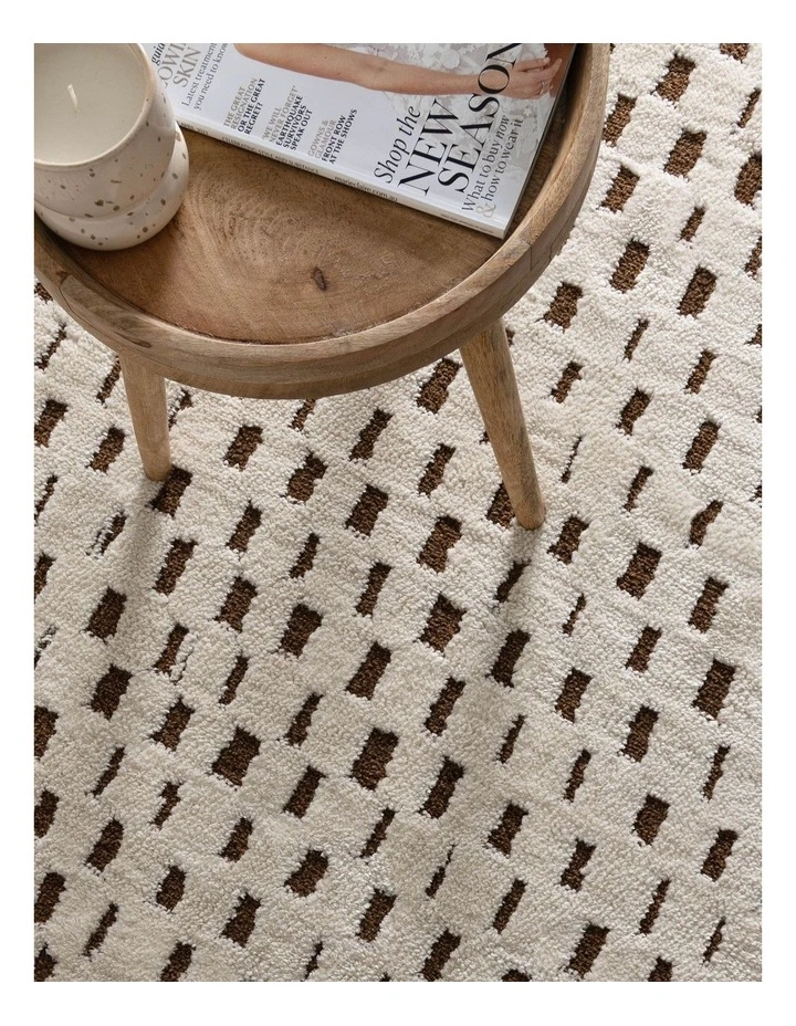 Mila Monochrome Squares Brown and Cream Rug - MIL3 image 5