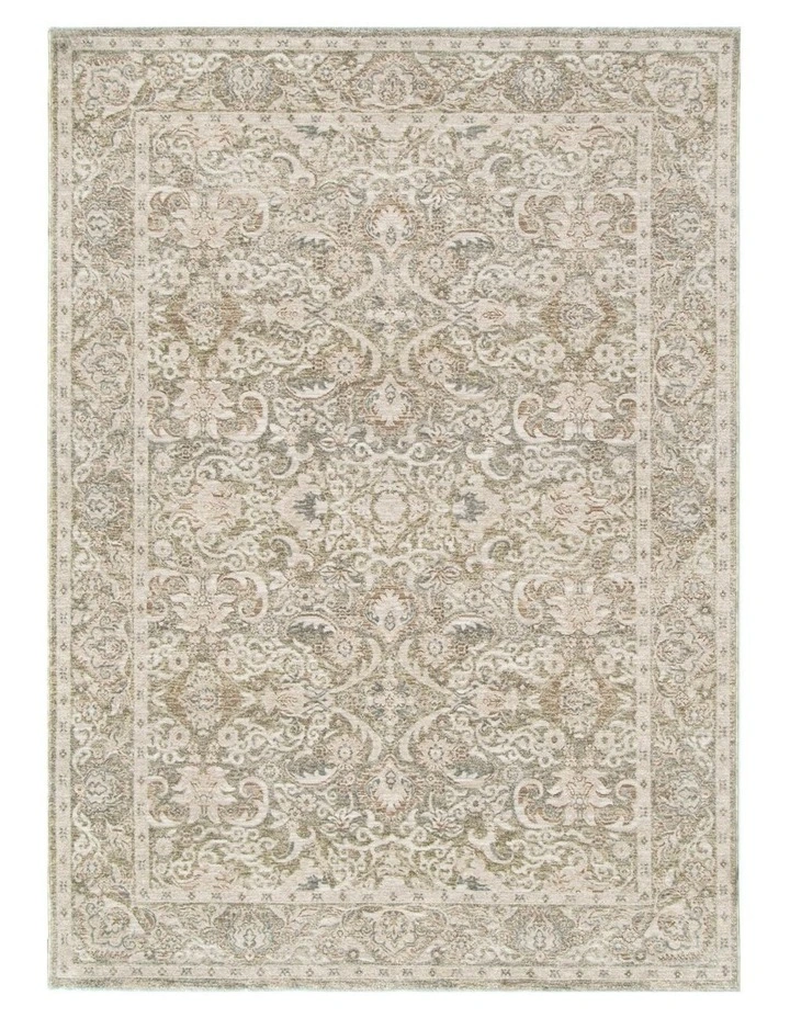 D102- Delphine Regal Green Beige Vintage Rug image 1