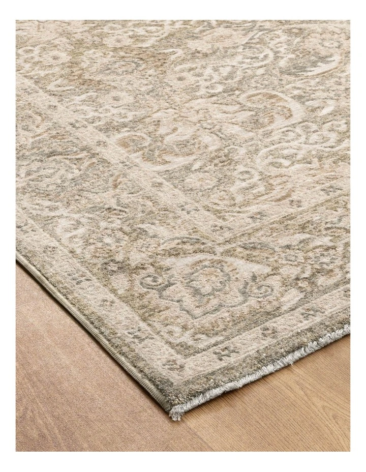 D102- Delphine Regal Green Beige Vintage Rug image 2