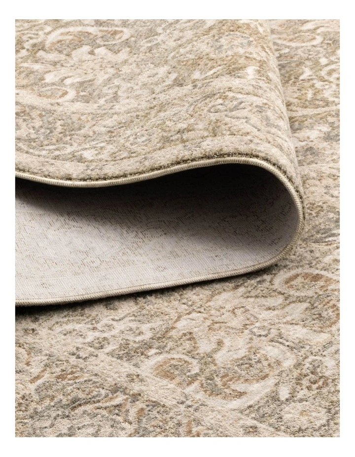 D102- Delphine Regal Green Beige Vintage Rug image 3