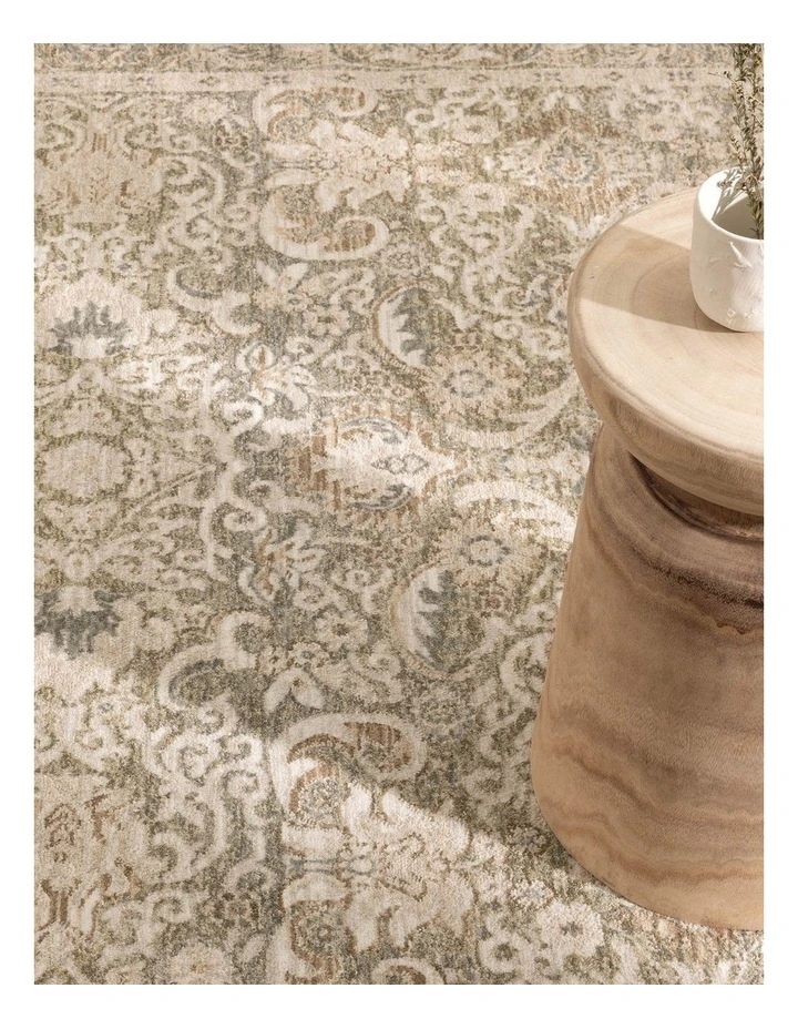 D102- Delphine Regal Green Beige Vintage Rug image 5