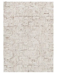 Mila Geometric Squares Cream Brown Rug - MIL8