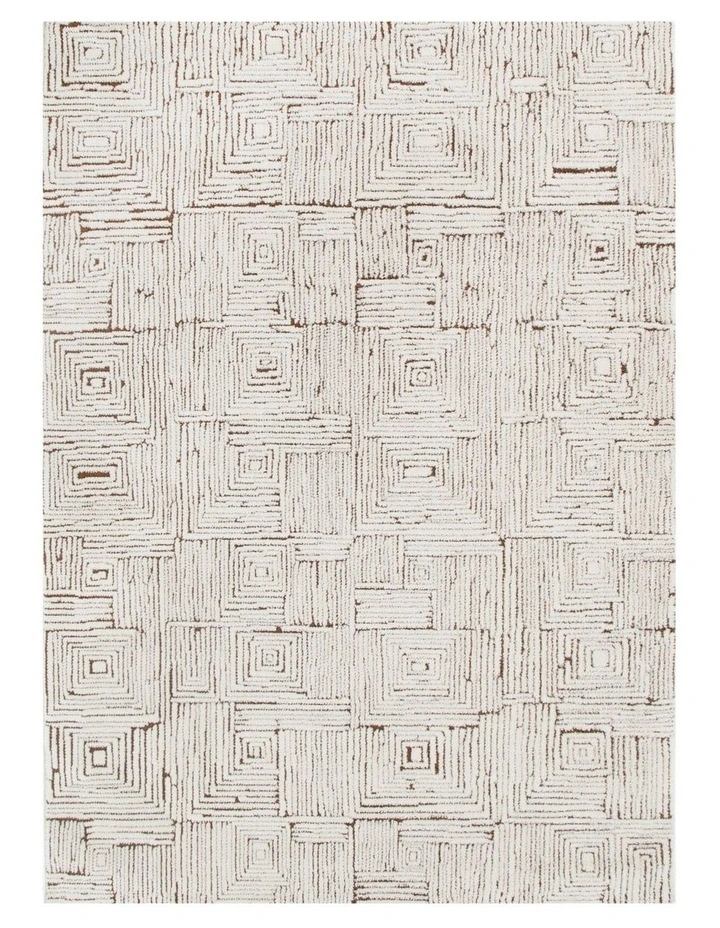 Mila Geometric Squares Cream Brown Rug - MIL8 image 1