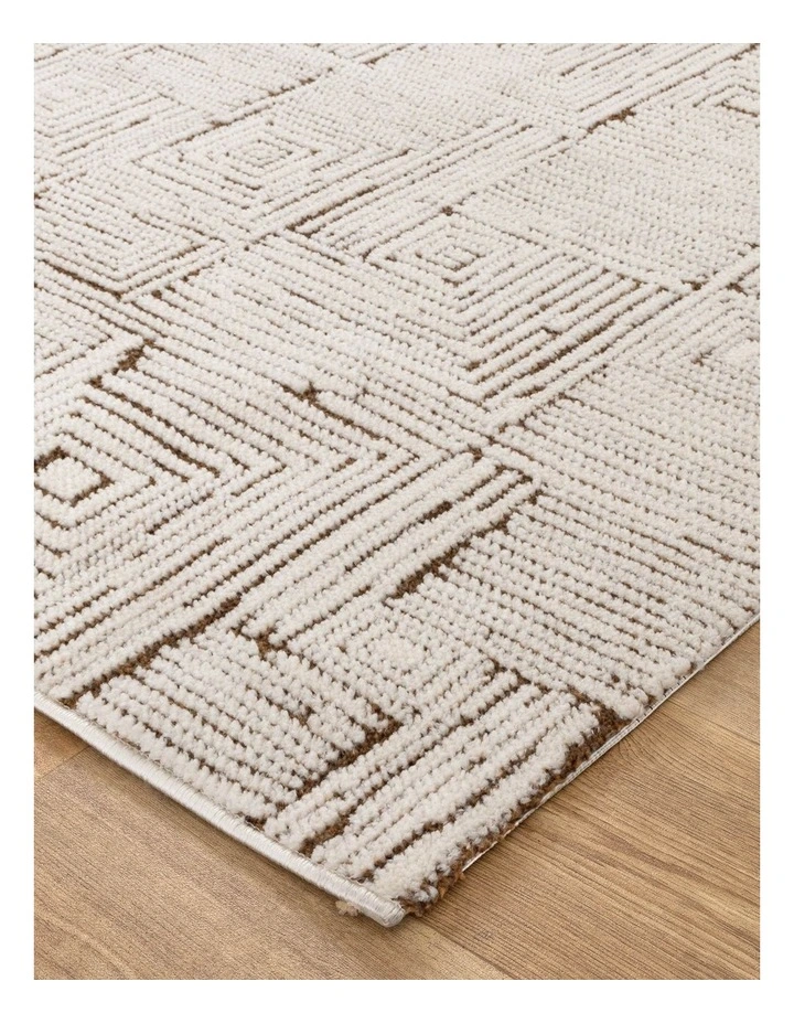 Mila Geometric Squares Cream Brown Rug - MIL8 image 2