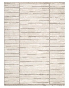 Clara Distressed Thick Lines Beige Grey Rug - C107