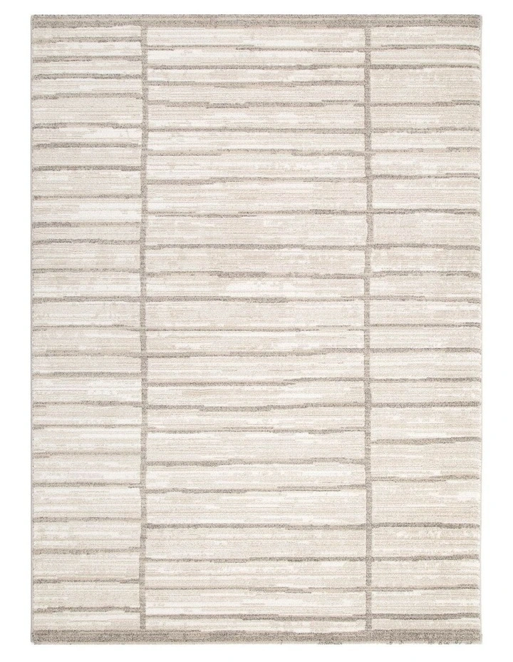 Clara Distressed Thick Lines Beige Grey Rug - C107 image 1