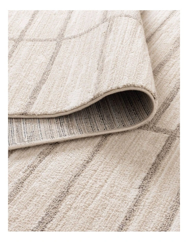 Clara Distressed Thick Lines Beige Grey Rug - C107 image 3