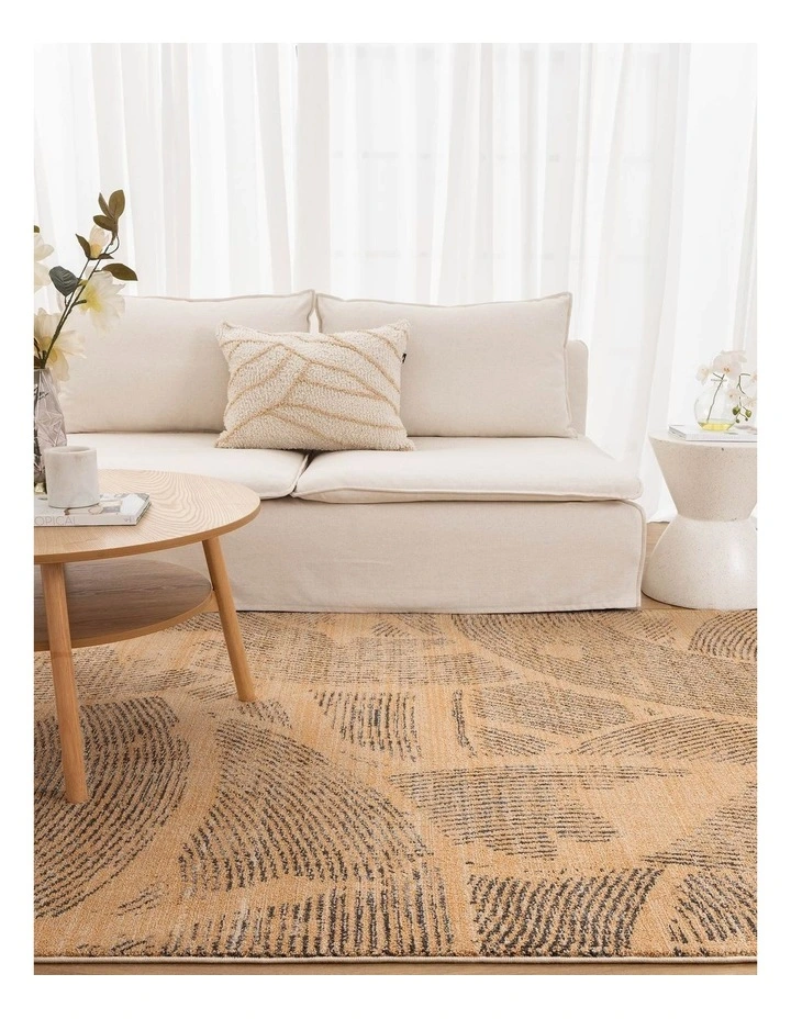 Clara Abstract Paintbrush Gold Rug - C104 image 4