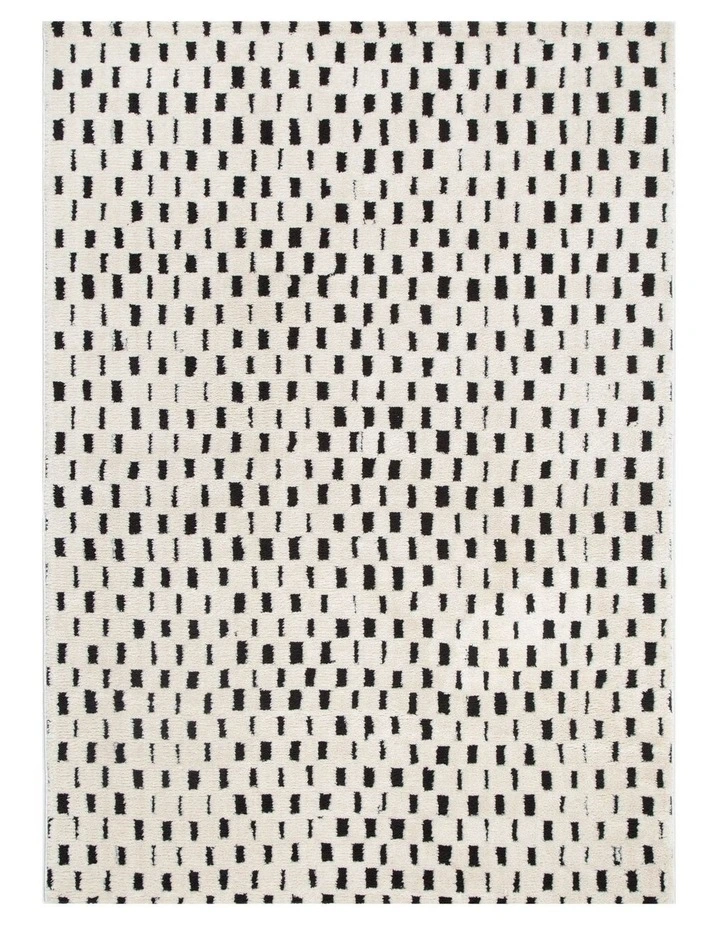 Mila Monochrome Squares Black and Cream Rug - MIL2 image 1