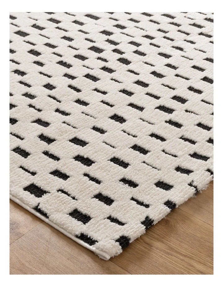 Mila Monochrome Squares Black and Cream Rug - MIL2 image 2