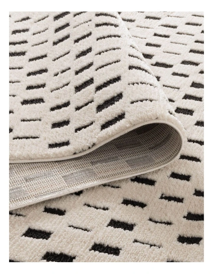 Mila Monochrome Squares Black and Cream Rug - MIL2 image 3