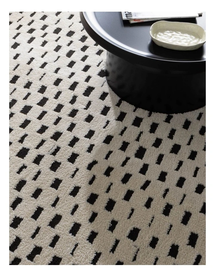 Mila Monochrome Squares Black and Cream Rug - MIL2 image 4
