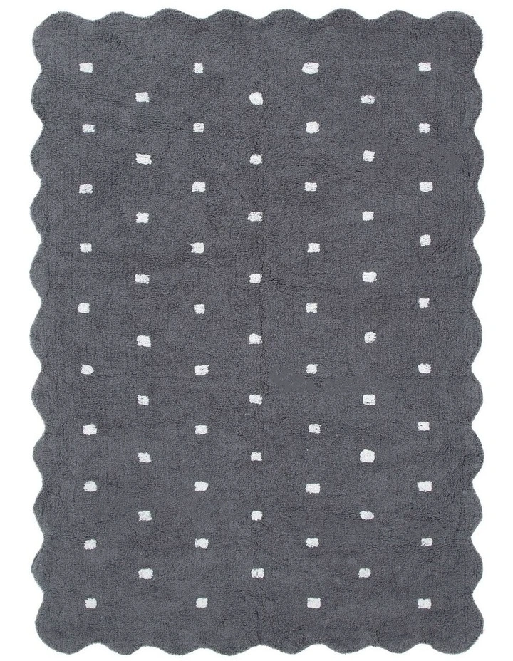 Mellow Rectangle Scalloped Kids Rug Grey image 1