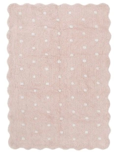 Mellow Rectangle Scalloped Kids Rug Blush Pink