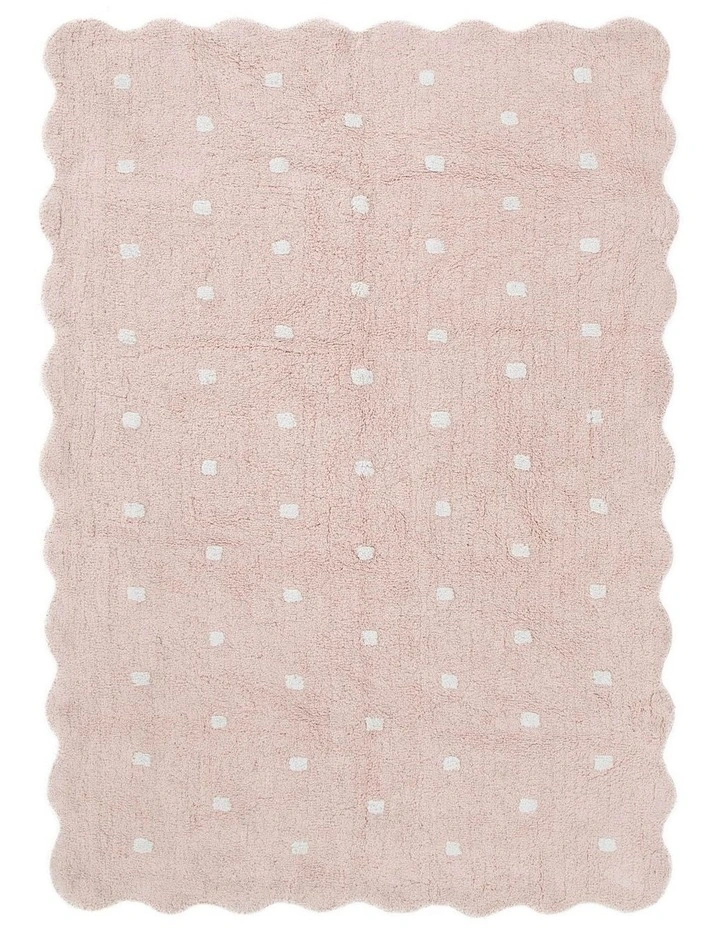 Mellow Rectangle Scalloped Kids Rug Blush Pink image 1