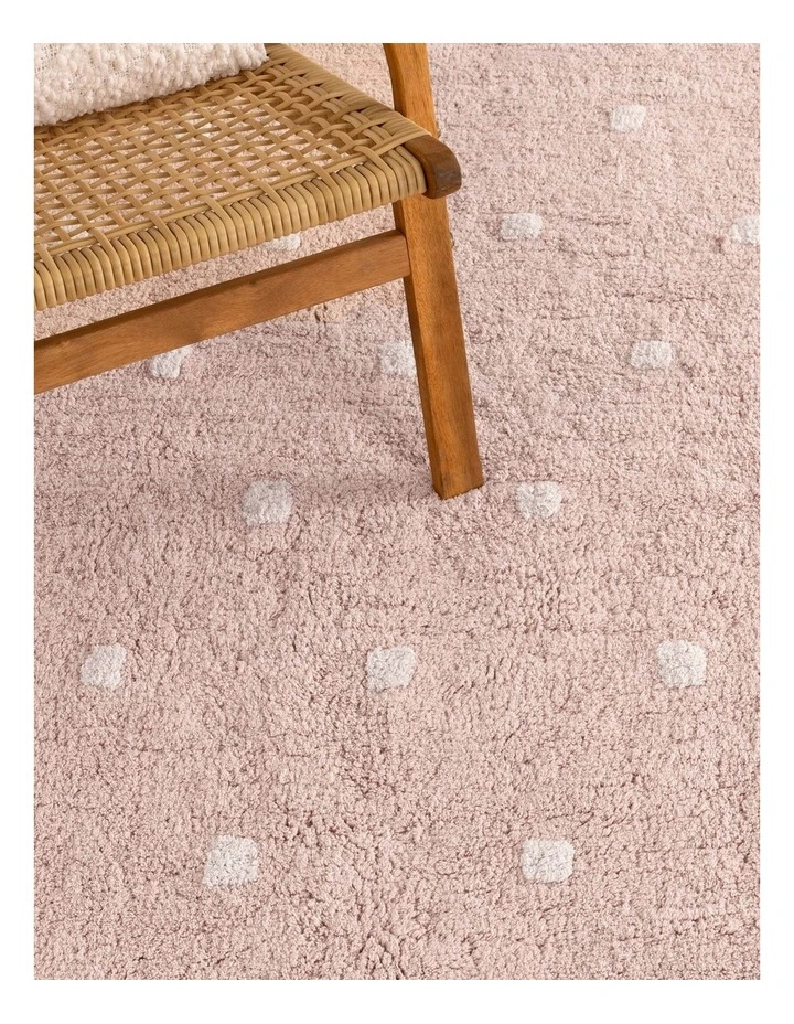 Mellow Rectangle Scalloped Kids Rug Blush Pink image 5