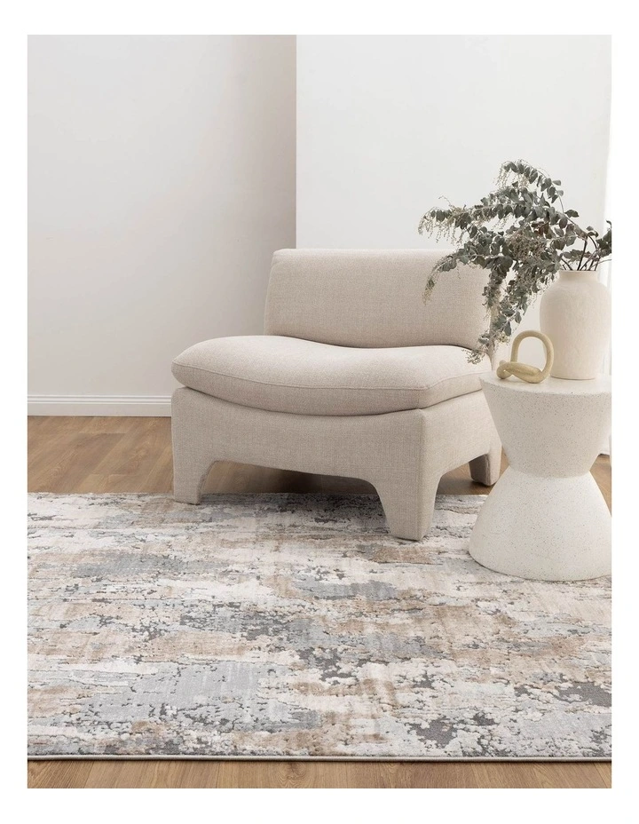 Maya Watercolour Astract Grey and Beige Rug - M106 image 4