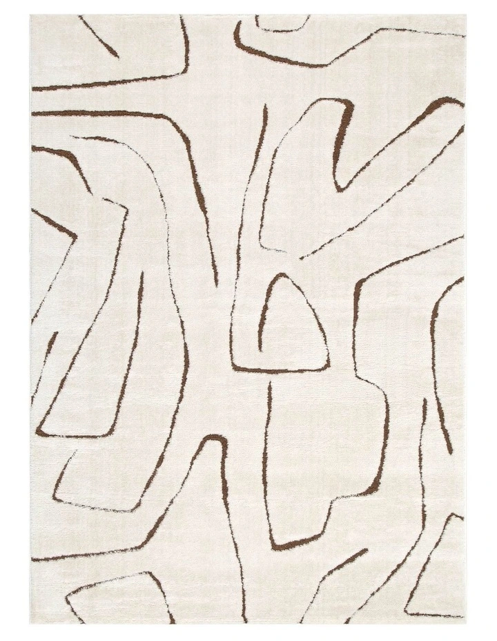 Mila Modern Lines Cream and Brown Rug - MIL5 image 1