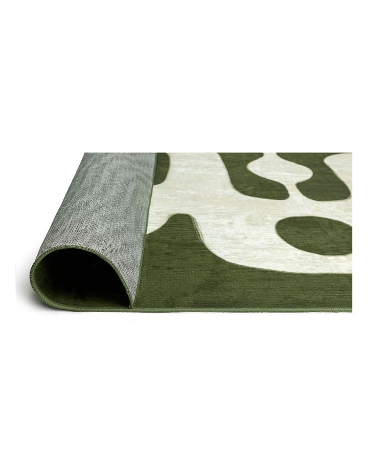 LOOPSIE MALAGA OLIVE AND IVORY ABSTRACT WASHABLE RUG image 3