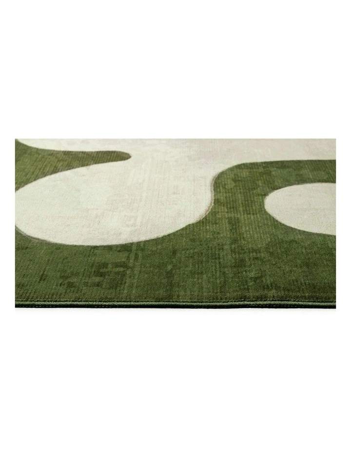 LOOPSIE MALAGA OLIVE AND IVORY ABSTRACT WASHABLE RUG image 4