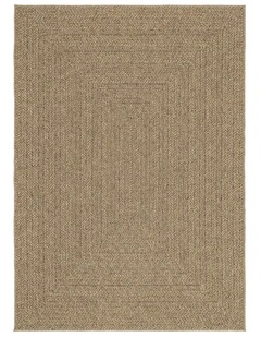 LOOPSIE MANSOURA NATURAL CONCENTRIC RECTANGLES INDOOR OUTDOOR RUG