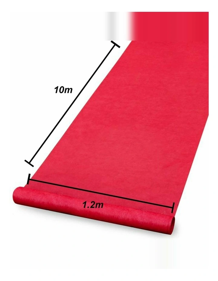 10X1.2M Red Carpet Aisle Runner Wedding Party Event Decoration Mat Rug Non-Woven Fabric Indoor image 2