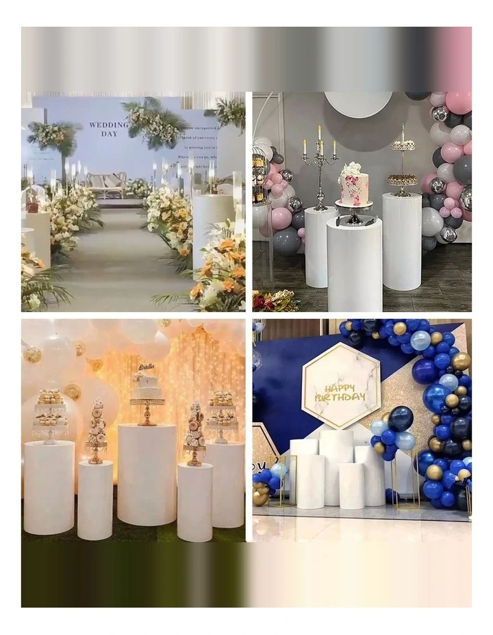5pcs Metal Round Plinth Cylinder Pedestal Stand Wedding Decoration Cake Flower image 2