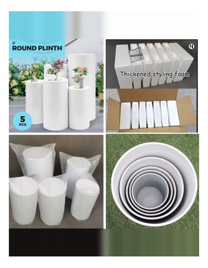 5pcs Metal Round Plinth Cylinder Pedestal Stand Wedding Decoration Cake Flower image 5