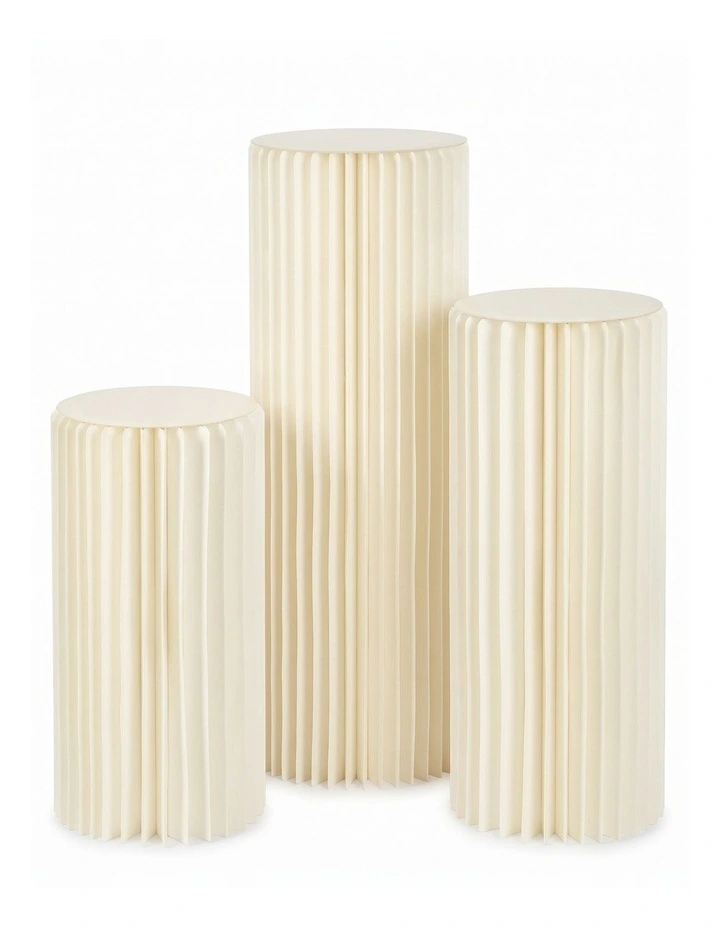 Cardboard Display Stand Round Plinth Cylinder Pedestal Flower Cake Stand 3 PCS Set for Wedding image 1